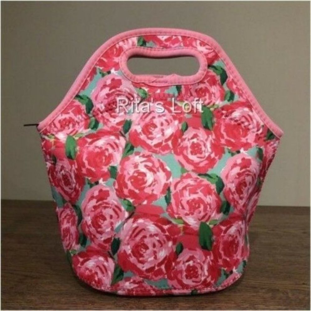 NEW - Floral‎ Neoprene Zippered Lunch Bag Tote